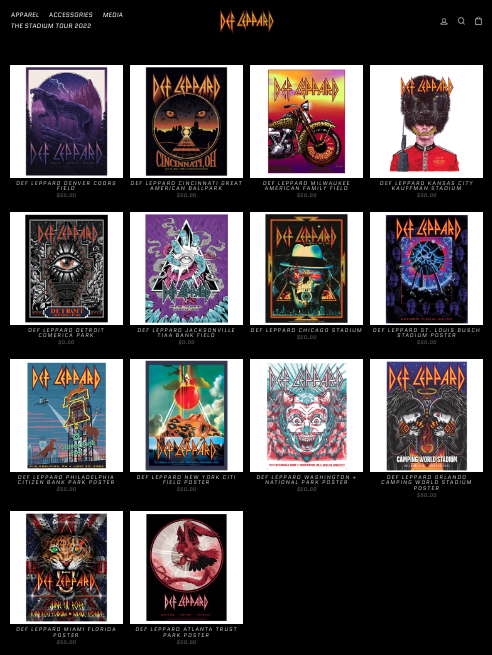 DEF LEPPARD STADIUM TOUR CITY POSTERS BY COLLECTIONZZ | Def Leppard